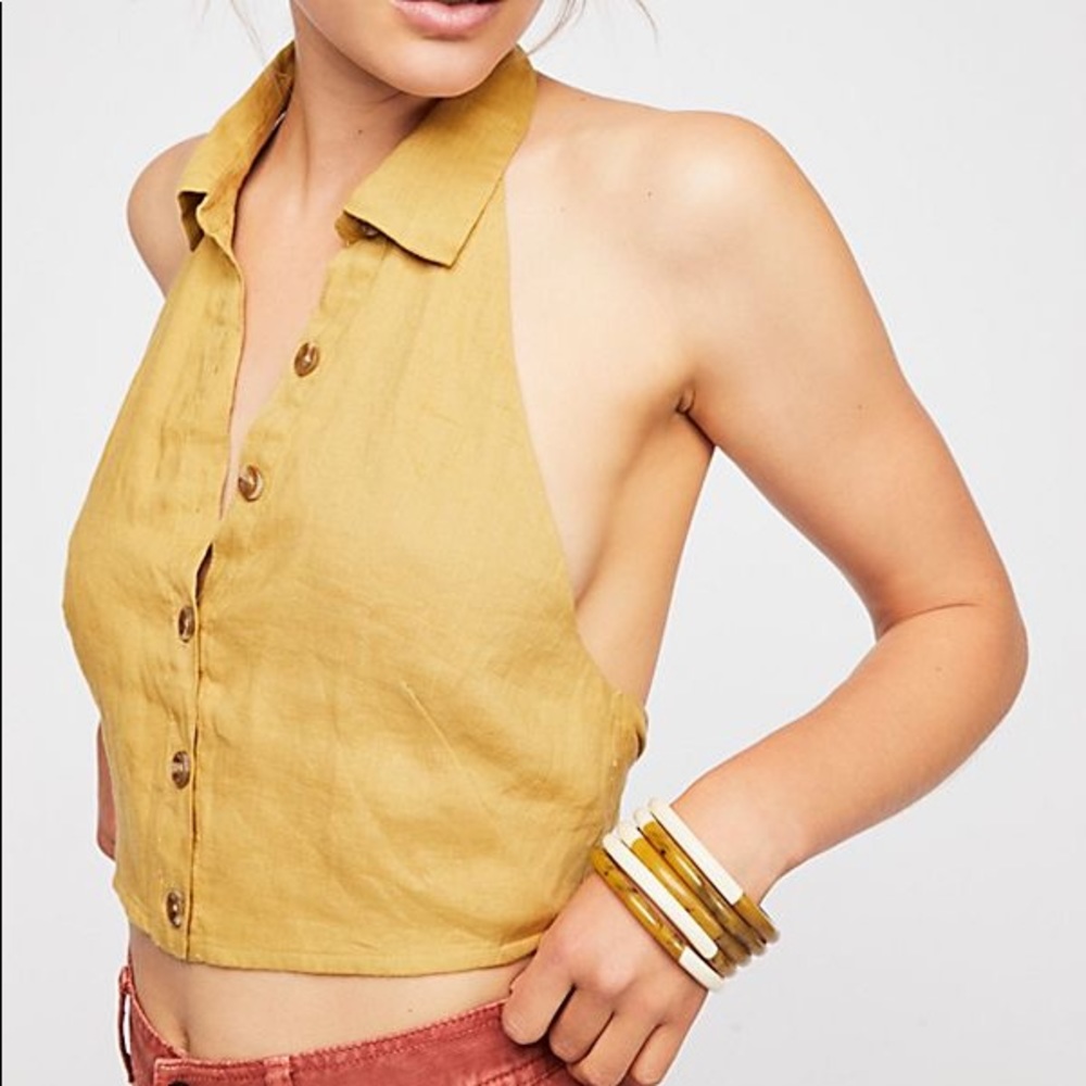 Free People Nellie linen crop top